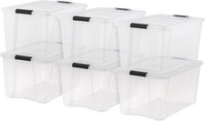 72 Qt Stackable Plastic Storage Bins W/ Lids 6 Pack BPA-Free Made in USA