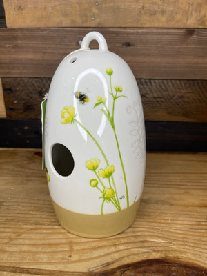 Hallmark Marjolein Bastin Bird House Feeder Ceramic Bees & Flowers NWT