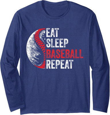 Eat Sleep Baseball Repeat Funny Baseball Player  Long Sleeve Tshirt