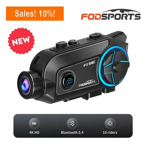 Bluetooth Motorcycle HD 4K Camera Recorder Motorbike Helmet Headset Intercom