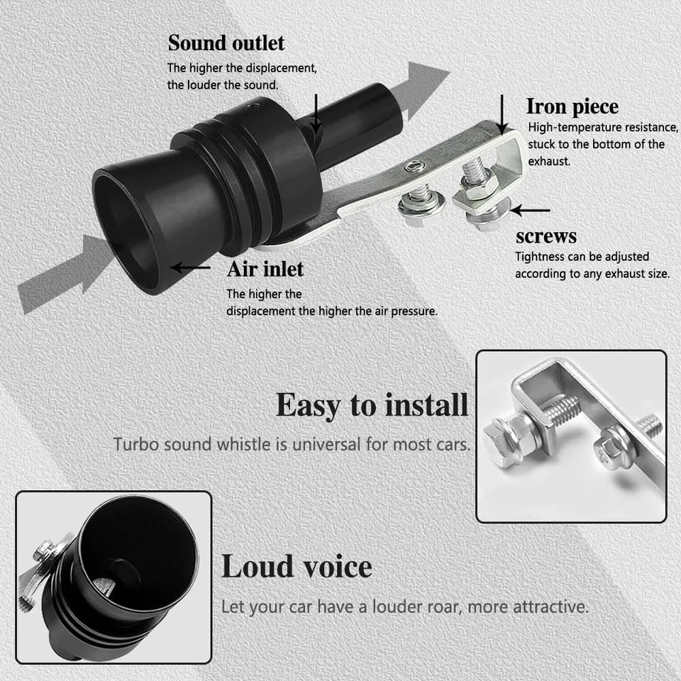 1Pair Car Turbo Sound Muffler Oversized Exhaust Pipe Roar Maker Loud Whistle XL - image 3 of 4