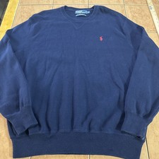 Vintage Polo Ralph Lauren Sweatshirt Mens XL Navy Blue Crewneck Red Pony Logo