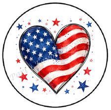 FLAG HEART WITH STARS 4TH OF JULY ENVELOPE SEALS LABELS STICKERS PARTY FAVORS