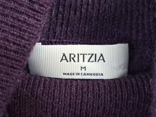 Suéter ARITZIA Para Mujer Cachemira Cuello Embudo Borgoña Manga Larga Talla M Lujo - Imagen 3 de 5