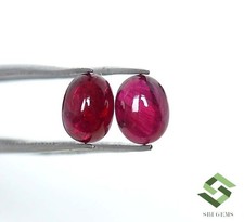 7x5 mm Certified Natural Ruby Oval Cabochon Pair 2.21 CTS Loose Gemstones