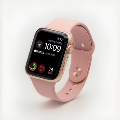 Apple Watch Sport 7000 Series Gold Aluminium 42mm Gehäuse Pink Sportarmband HRM mit CHRG