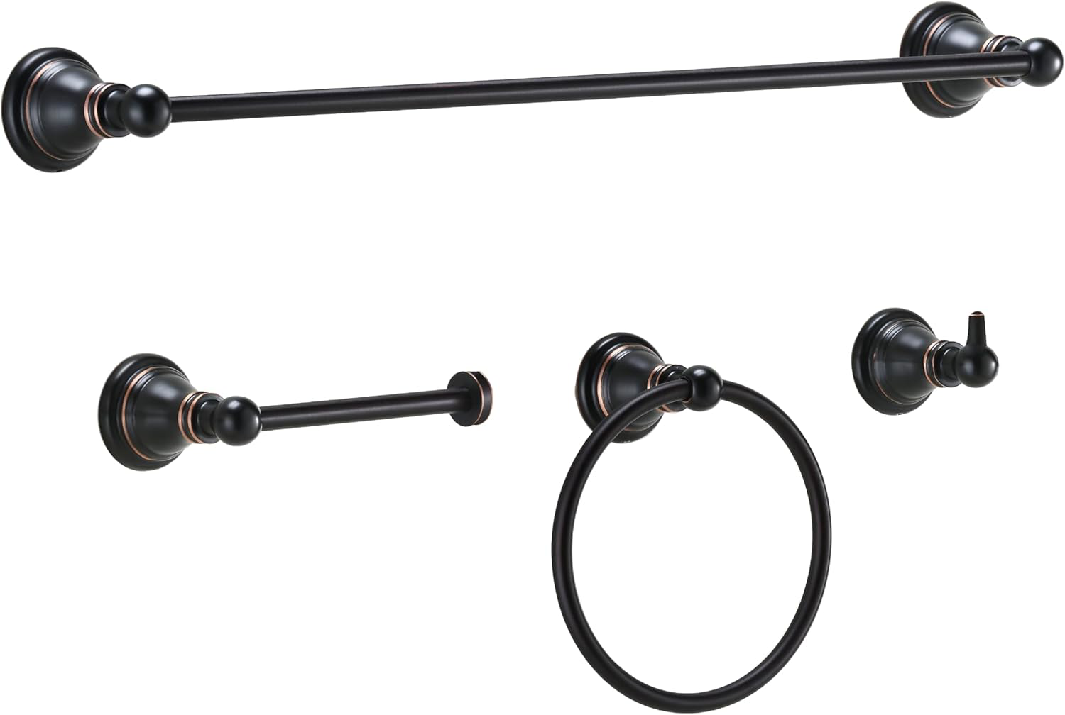 Derengge F-080-NB 4-Piece Bathroom Hardware Accessory Set with 18 Inch Towel Bar