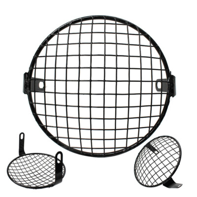 7'' Retro Metal Mesh Grill Motorcycle Headlight Guard Cover Cafe Racer Bobber