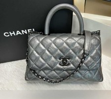 Rare Chanel Metallic Crumpled Calfskin Coco Top Handle Mini Bag