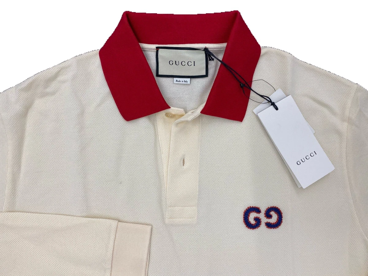 Gucci Cotton Piquet long Sleeve Polo Shirt XL, Made eBay