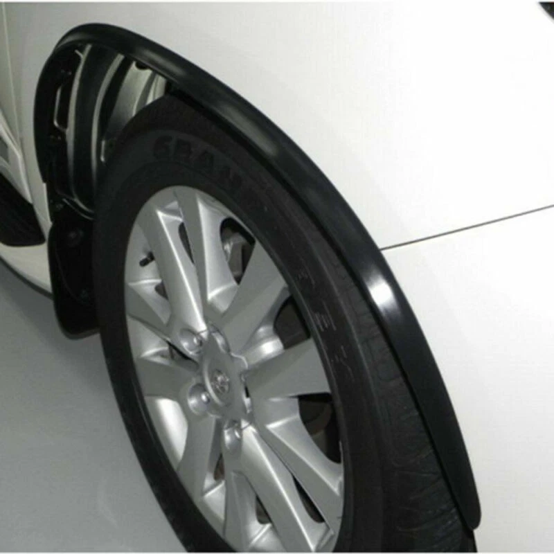 2 Tiras de Goma Suave Negras Guardabarros Coche Acampanadas Rueda Protector de Cejas Pegatinas Decorativas Foto 3 de 4
