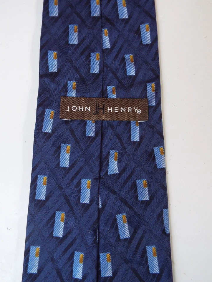Corbata para hombre John Henry 4 pulgadas de ancho AMPLIA azul 100 % seda NUEVA Foto 2 de 2