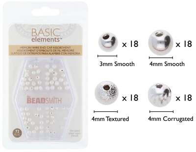 Basic Elements Silver Plated Memory Wire End Caps Textured and Corrugated, Varie