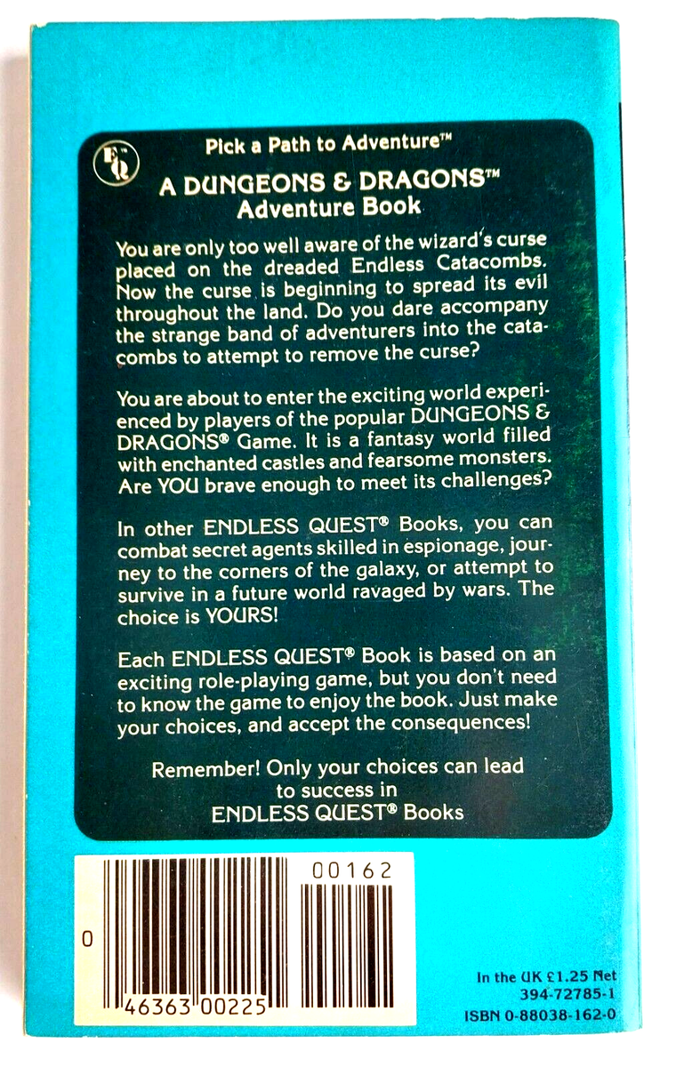 洋書 The Endless Catacombs - D&D End.Quest#22 Rare Endless Quest #22: The Endless Catacombs CYOA D&D RPG
