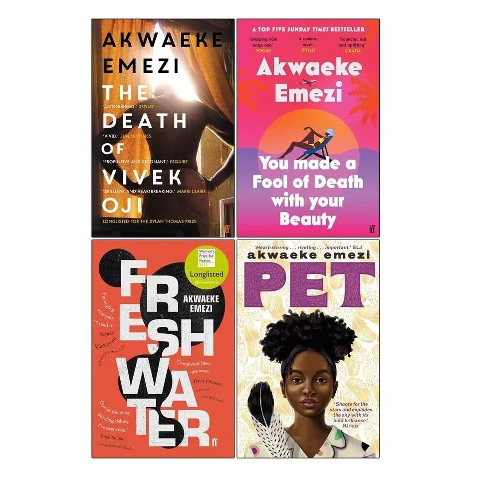 Akwaeke Emezi Collection 4 Book Set Death of Vivek Oji, Pet, Freshwater