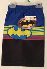 Batman Boys Size 4 or 7, UV50 Swim Trunks NWT Black Blue Swimsuit