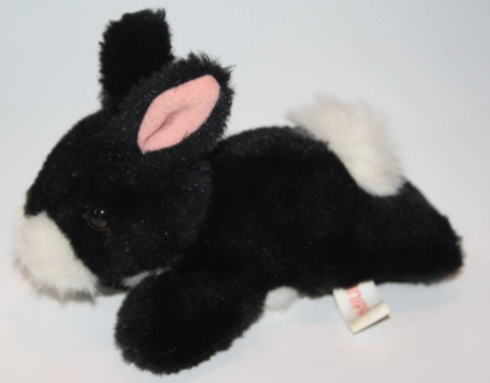 UNIPAK Baby Easter Bunny Rabbit 6" Black White Plush Stuffed Mini Soft Toy 1990 - Image 2 of 4