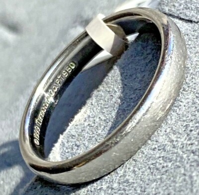 Vintage Tiffany klassischer Platin Ehering Ring 3 mm Größe 6,75 Nachlass Schmuck