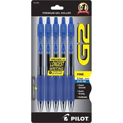 Pilot Gel Rollerball Pen G2 Fine Point Premium Super Smooth, Pack of 5 31299
