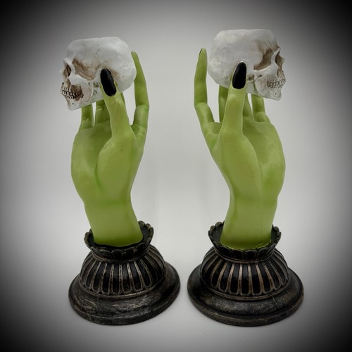 MARTHA STEWART HALLOWEEN Juego de 2 Candelabros Cónicos Mano Bruja NUEVO - Imagen 5 de 5