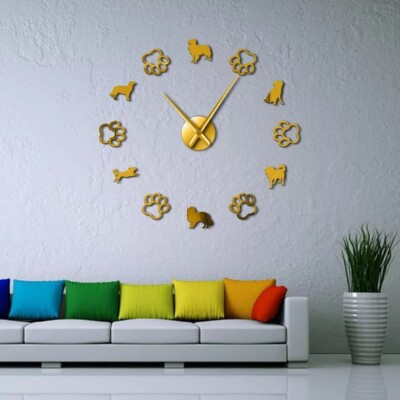 Decorative wall art dog breeds small caging DIY dog paws wall watch wall decor