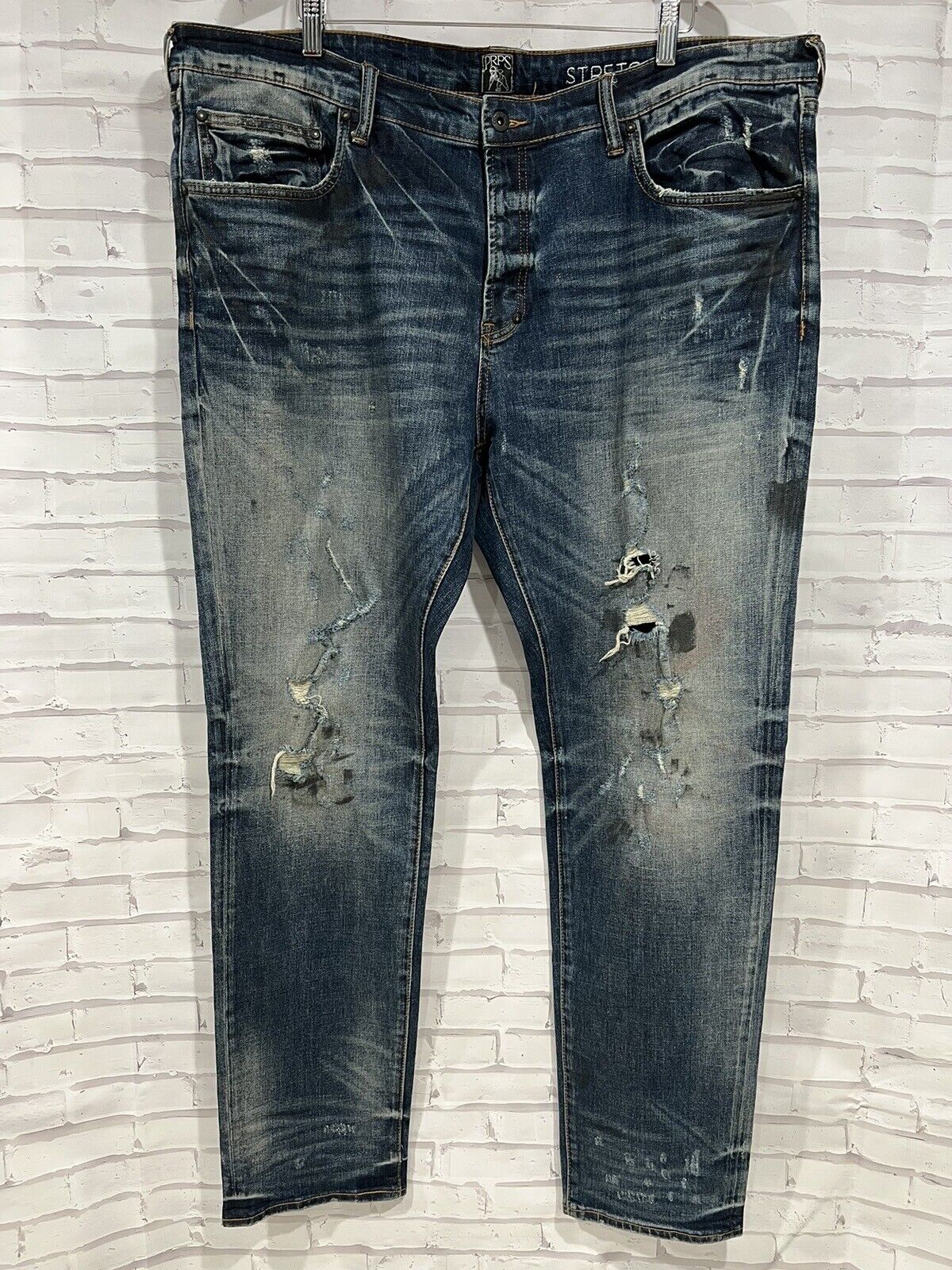 MSRP $268 PRPS Denim Jeans Distressed Le Sabre Stretch Slim True Ksubi