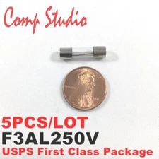 compstudio 5pcs/lot F3AL250V 3A 250V Fast Blow Fuse Glsss 5x20mm US
