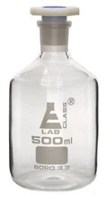 Eisco 500mL (16.9oz) Glass Reagent Bottle with Acid Proof Polypropylene Stopper