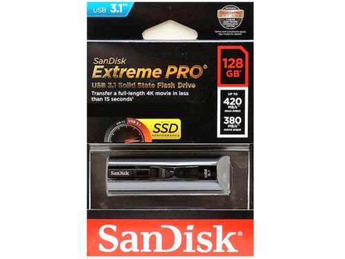 SanDisk 128GB EXTREME PRO Cruzer USB 3.1 Flash Memory Pen Drive SDCZ880-128G - Afbeelding 1 van 3