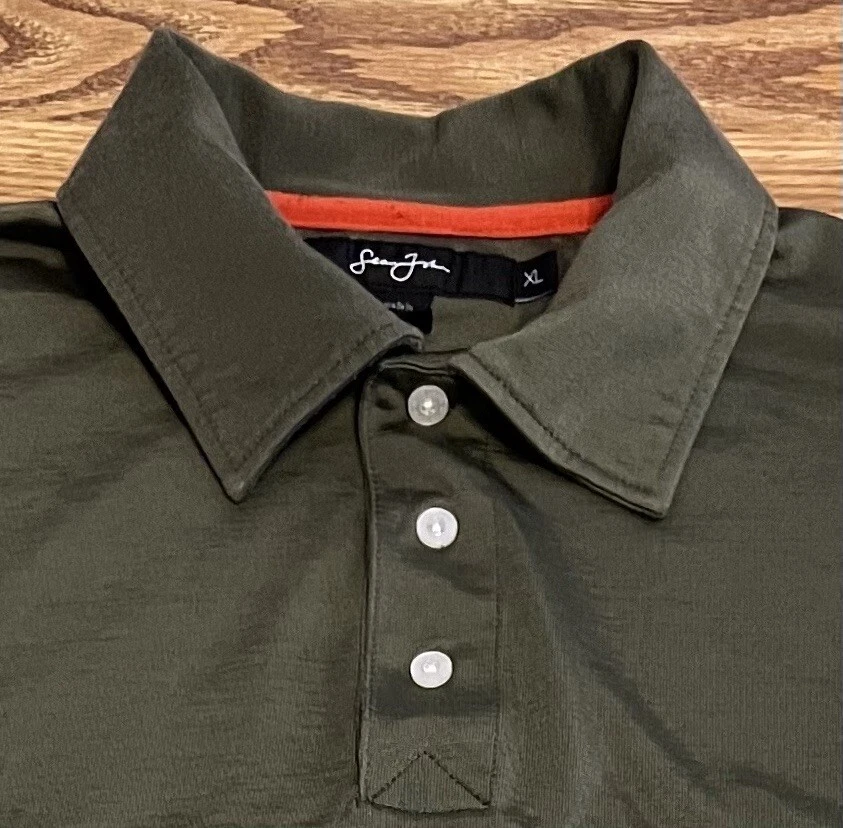 Camisa Sean Jean Y2K Para Hombres XL Polo Cosido Fieltro Logo Verde Naranja Hip Hop  Foto 4 de 4