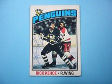 1976/77 O-PEE-CHEE NHL HOCKEY CARD #124 RICK KEHOE VG/EX AUTO AUTOGRAPH OPC