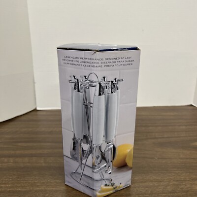 Oster stainless steel, kitchen tool 8 pc tool set.  Silver and white