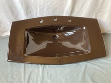 Vtg Ceramic Expresso Brown 38x22 Self Rimming Drop In Sink NOS La Gran 105-26E