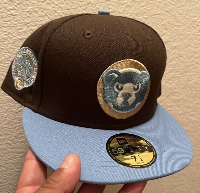 New Era Chicago Cubs Walnut Brown Sky Blue Fitted Hat Men's Size 7