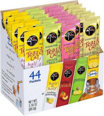 4C Powder Drink Mix Packets Iced Tea Variety 1 Pack 44 Count Singles Stix On ...