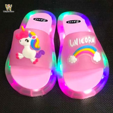 Luminous Children's Slippers Unicorn Crystal Sparkling Lights Boys and Girls