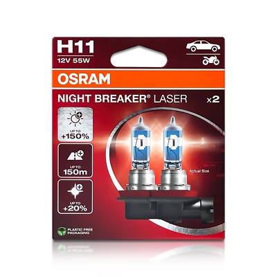 Osram Night Breaker Laser H11 Halogen Headlight Bulbs 64211NL ECO PACK Pack of 2