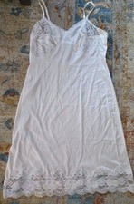 Vtg Ashley Taylor Slip Dress White Lace Size 38 Made In USA Nightgown Nightie