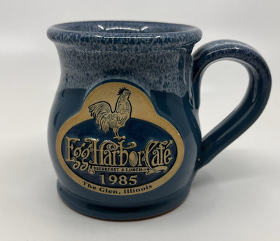 Egg Harbor Cafe 1985 Blue Coffee Mug Handmade The Glen, IL - Deneen Pottery USA
