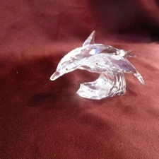 Swarovski Crystal Figurine - 1990 DOLPHINS Lead Me Mother & Baby- EUC