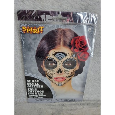 Spirit Halloween Sugar Skull Glitter Face Tattoos Day of the Dead Makeup