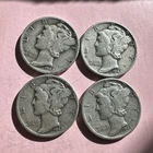 Junk Silver Lot Of 4 Mercury Dimes  90% Silver