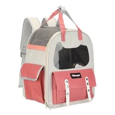Cat Backpack Carrier Breathable Pet Hiking Backpack Pet Supplies Pink
