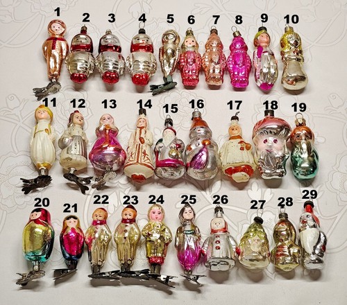 Vintage glass Christmas tree Ornament characters decoration soviet USSR  №745