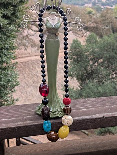 Hand Made  Multy Color Statement Beaded Necklace - product listing photo