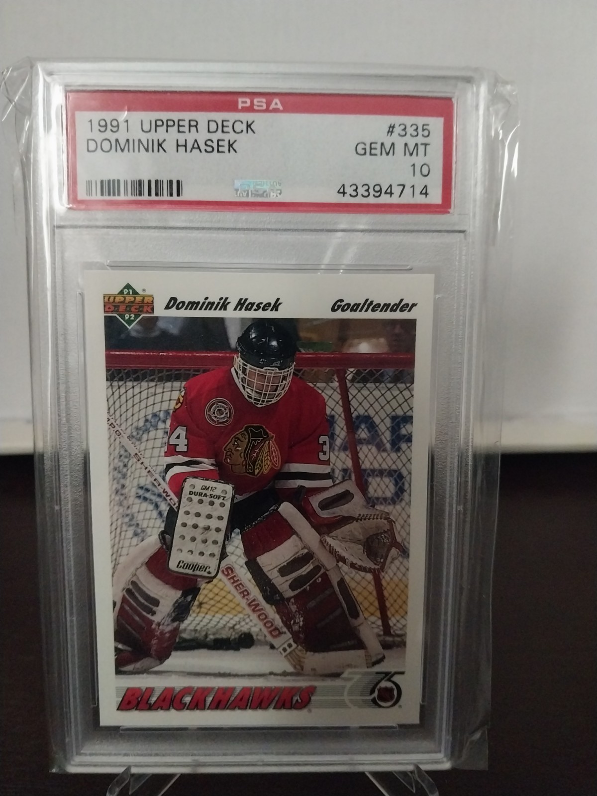 1991-92 Upper Deck Dominik Hasek #335 (RC) HOF Chicago Blackhawks PSA 10 GEM MT