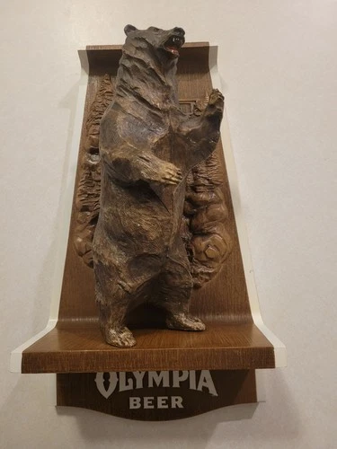 Vintage OLYMPIA Beer Wall Mount Sign Wildlife Series 3D ~ Grizzly Bear Figure