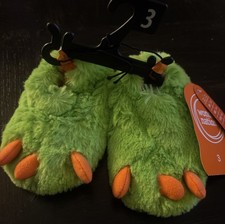 Wonder Nation Infant Toddler Size 3 Green Monster Slippers