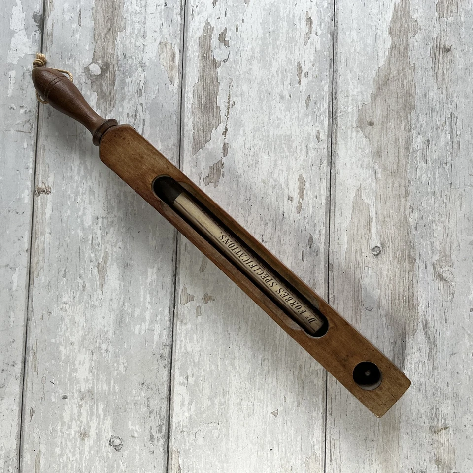 Antique Kitchenalia Treen Bath Thermometer Wooden Floating Thermometer C 1900 Foto 3 de 4