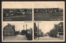 AK Hohndorf /Glauchau, Rödlitzerstraße mit Rathaus, Schule und Kirche 